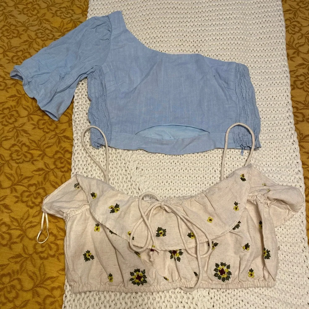 Zara Blue Asymmetrical Ruffled Blouse Bundle